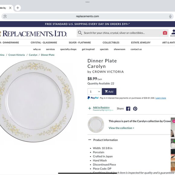 Crown Victoria - Carolyn - dish set - Picture 5 of 16